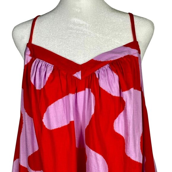 Ava & Viv Red Lavender 1X Plus Size Women Spaghetti Strap Cotton Mini Sun Dress - Picture 4 of 9